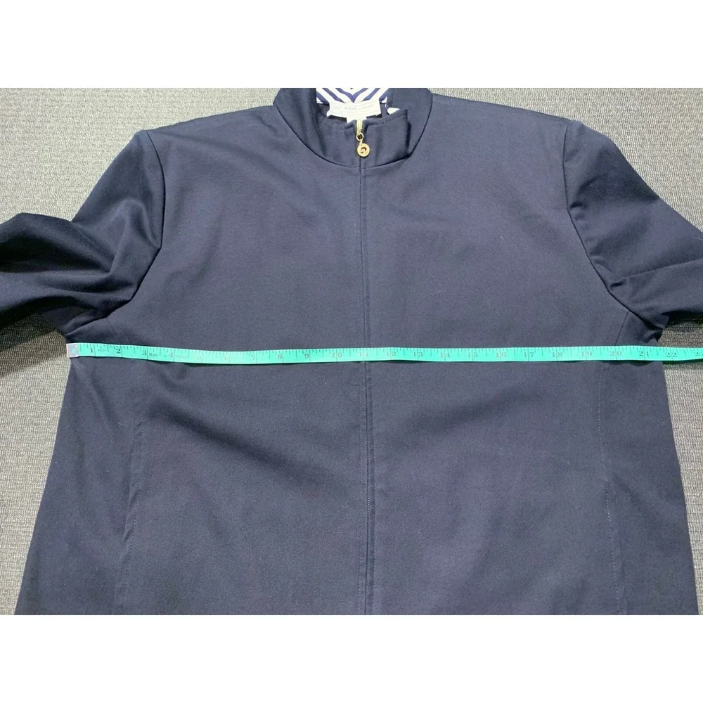 St John Sport Nautical Zip Front Jacket Womens Size Medium Yacht Rope Navy White